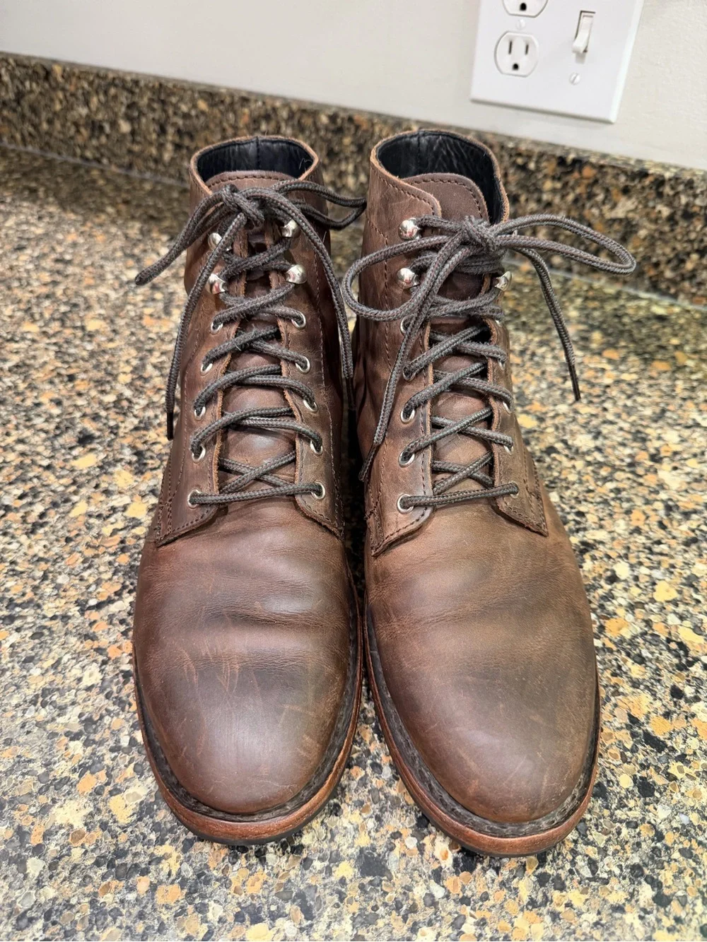 Men's Thursday 8.5 Brown Leather Lace-Up Boots